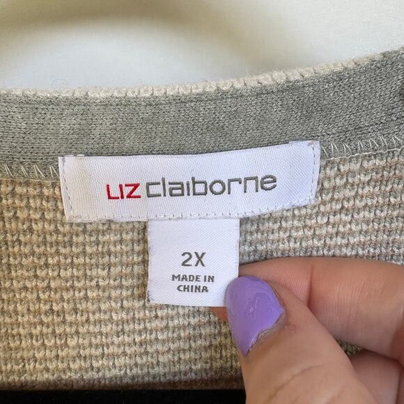 Liz Claiborne Plaid Fall Cardigan Long Soft Sweater Barncore Modest Neutral 2X - Picture 9 of 11